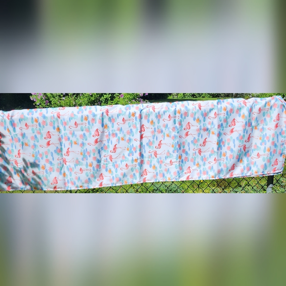 Laura Ashley Flamingo and Leaf Patterned Fabric Tablecloth